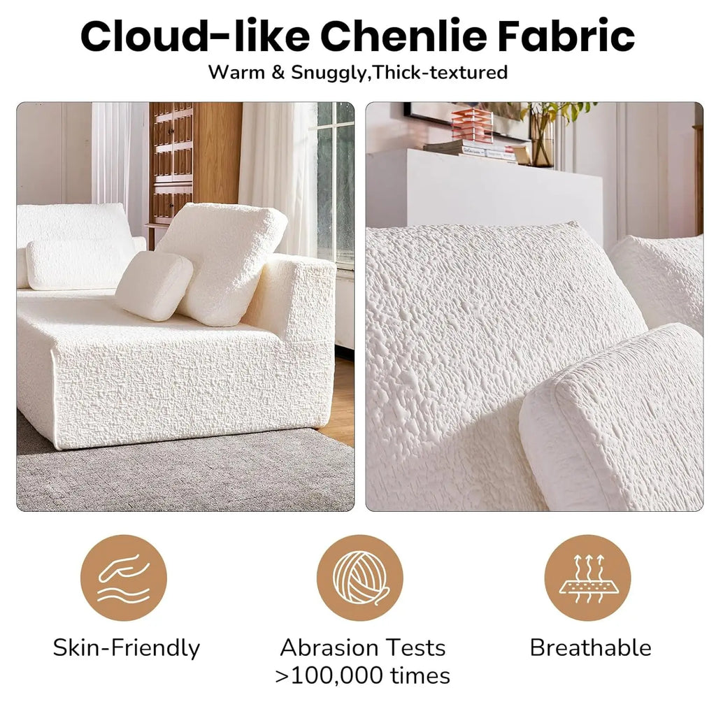 79‘’ Boneless Cloud Couch,Spacious Deep Seat Modular Sectional Sofa -Chenille Upholstered Couches for Living Room, Customized
